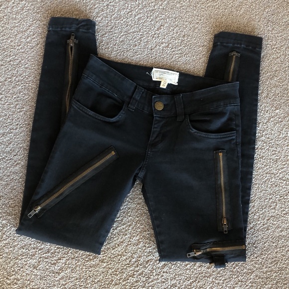 New rare Current / Elliott Super Zip skinny edgy punk zipper moto ankle pants